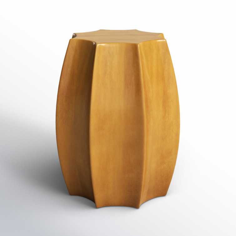 Amber Ceramic Scalloped Edge Outdoor Accent Stool