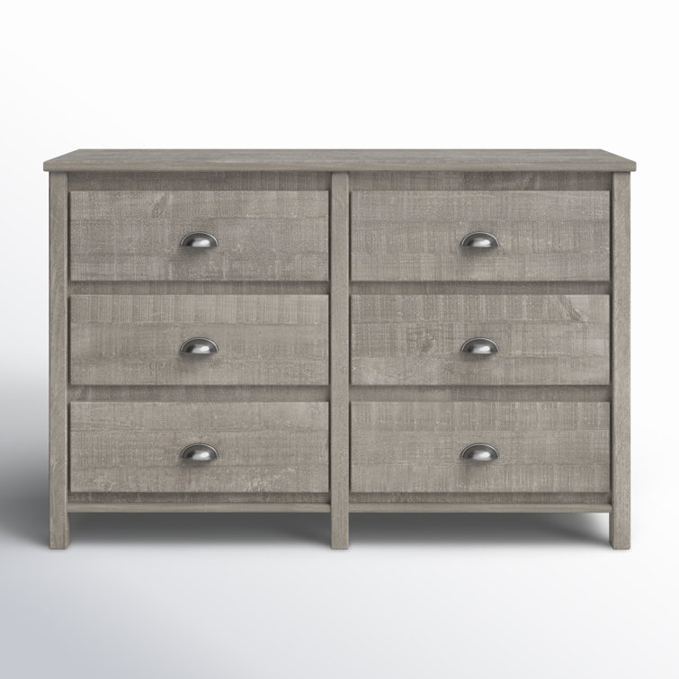 Driftwood Gray Farmhouse Double Dresser with Felt-Lined Drawer