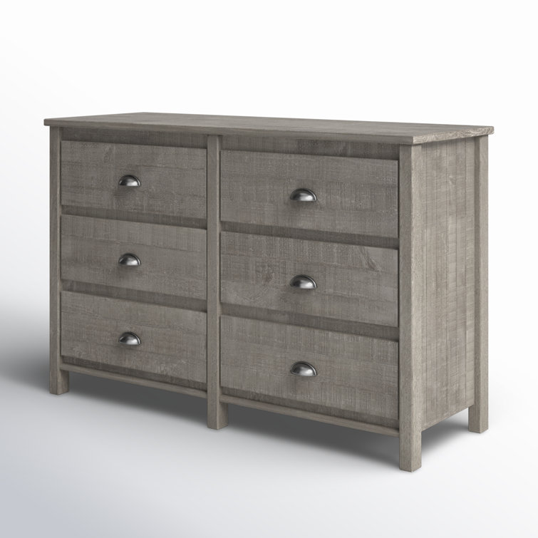 Driftwood Gray Farmhouse Double Dresser with Felt-Lined Drawer