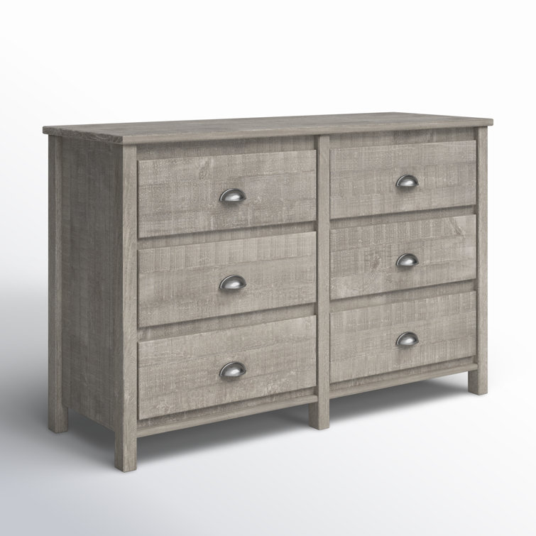 Driftwood Gray Farmhouse Double Dresser with Felt-Lined Drawer