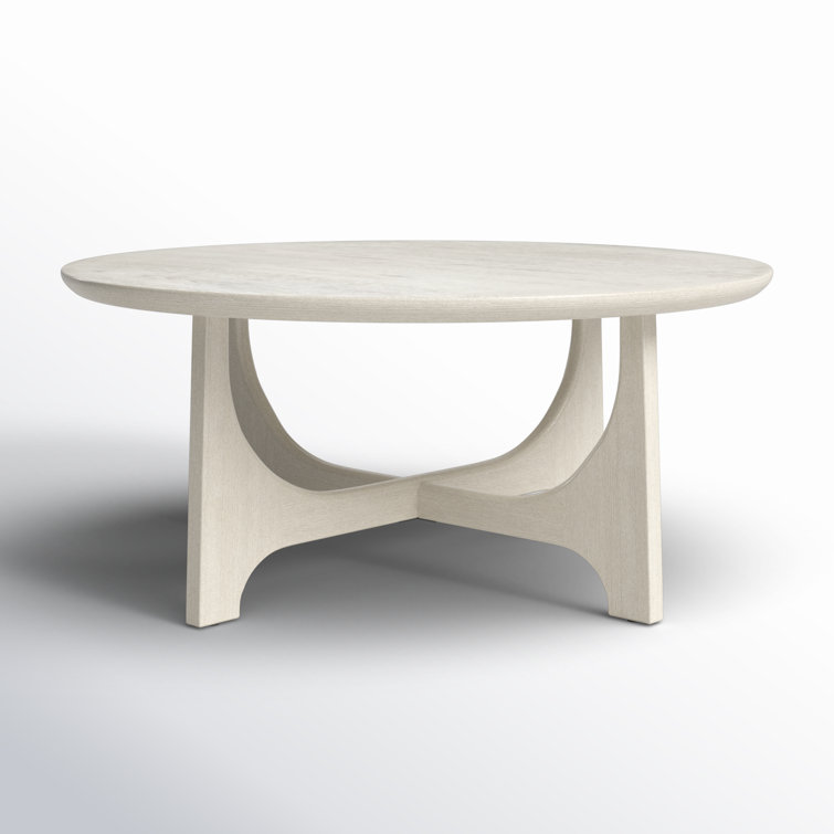 White Washed Round Manufactured Wood Coffee Table
