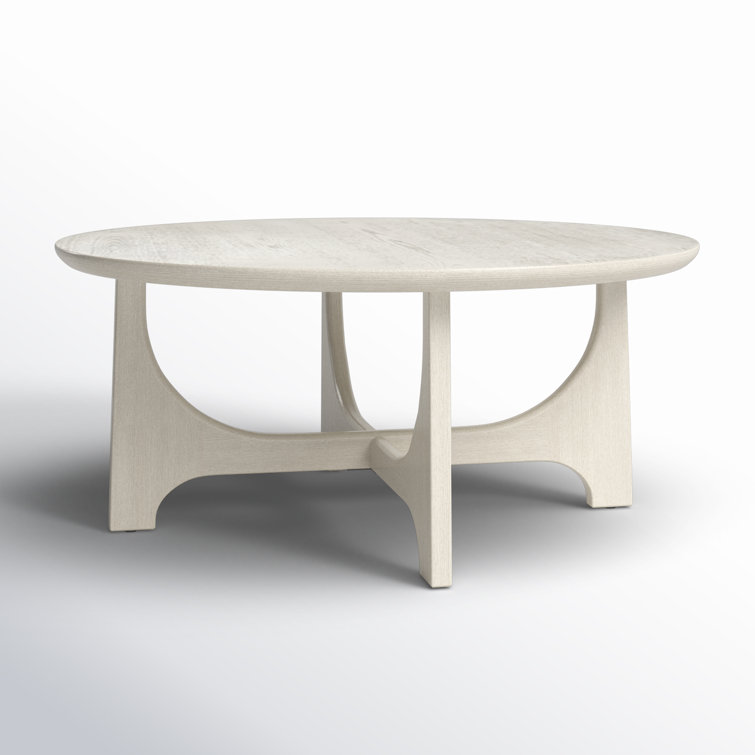 White Washed Round Manufactured Wood Coffee Table