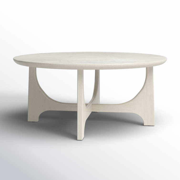 White Washed Round Manufactured Wood Coffee Table