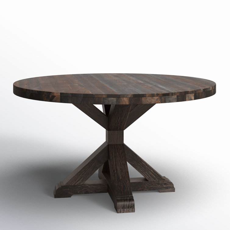 Cottage Charm 54" Reclaimed Acacia Wood Round Dining Table in Gray