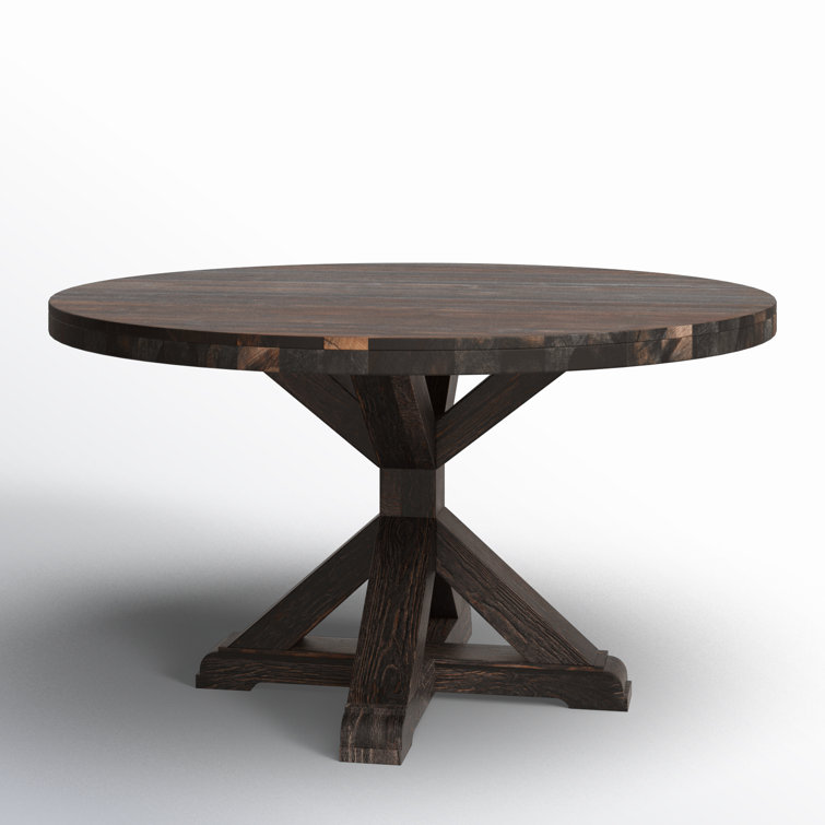 Cottage Charm 54" Reclaimed Acacia Wood Round Dining Table in Gray