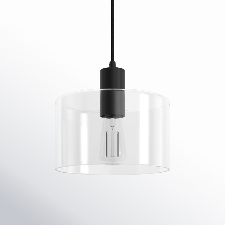 Coastal Beach House Bronze Pendant with Clear Glass Drum Shade
