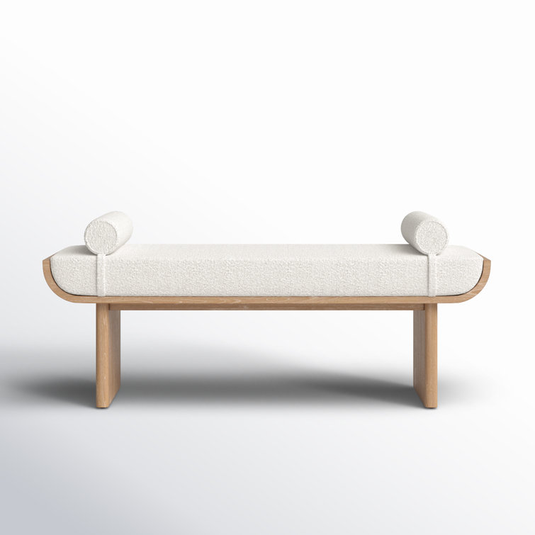 Canberra Ivory Upholstered Bench with Tech Oak Frame