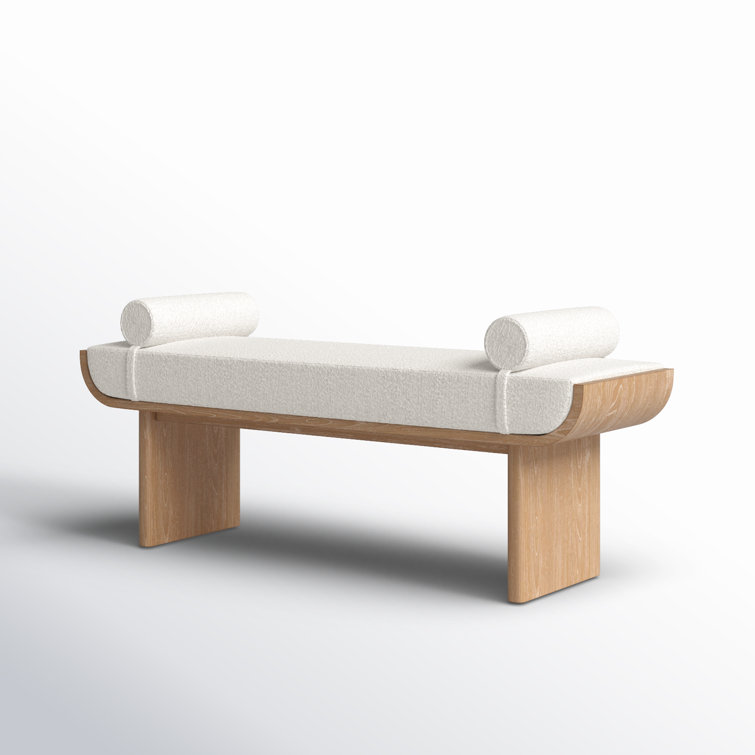 Canberra Ivory Upholstered Bench with Tech Oak Frame