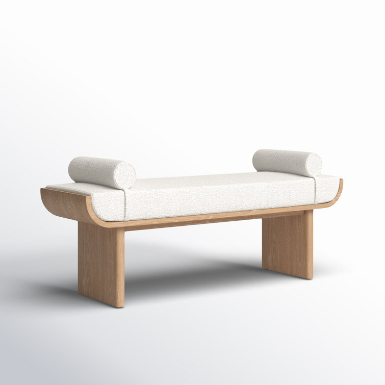 Canberra Ivory Upholstered Bench with Tech Oak Frame