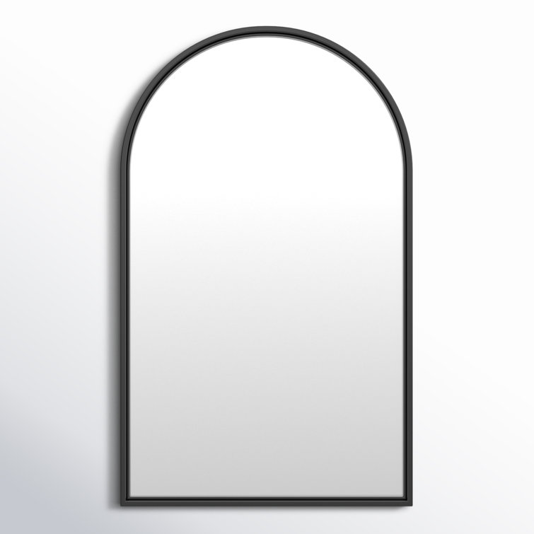 Matte Black Arched Metal Bathroom Wall Mirror