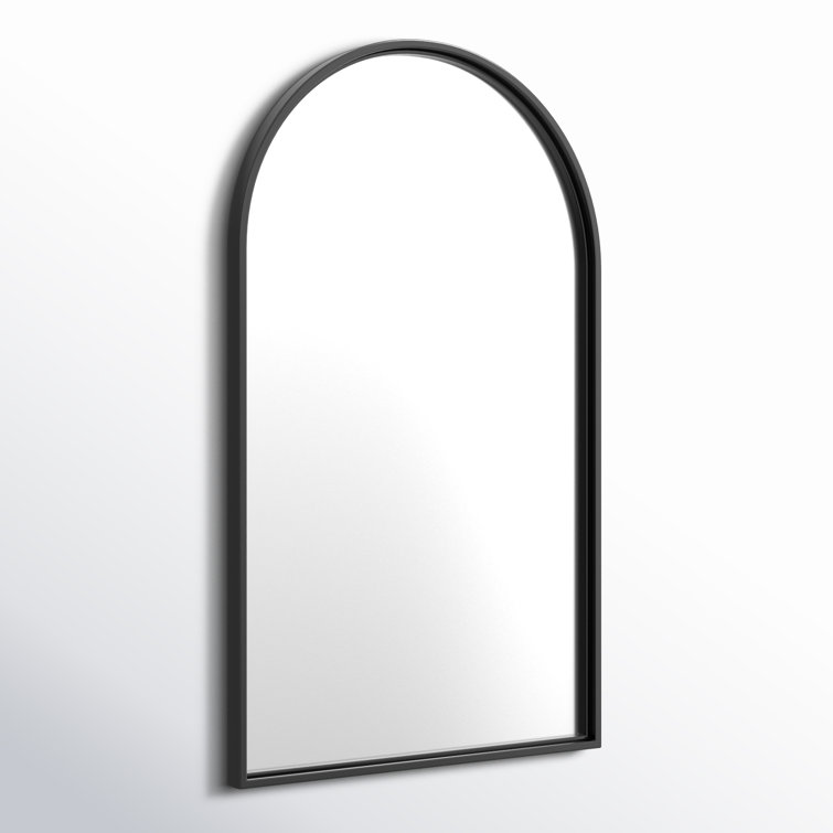Matte Black Arched Metal Bathroom Wall Mirror