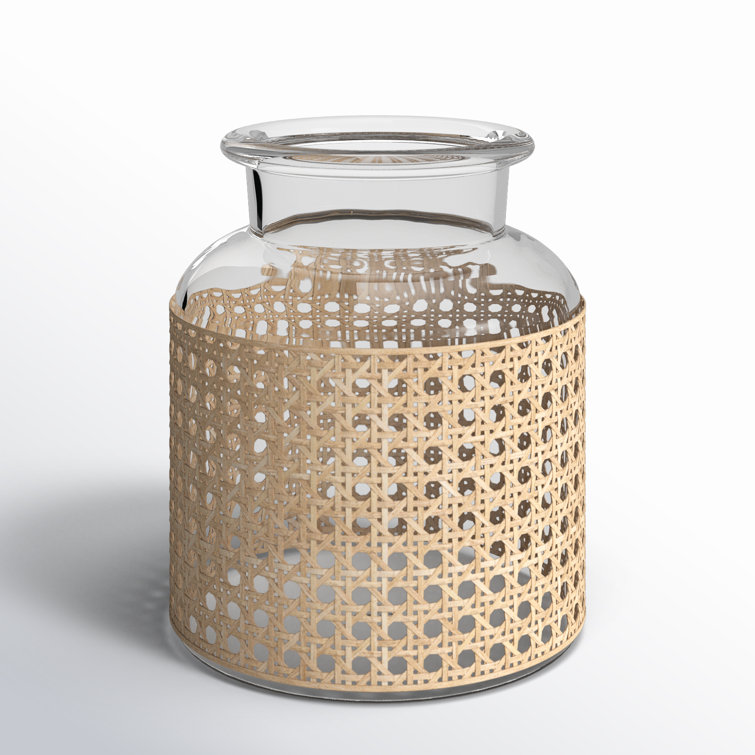 Clear Glass Cylinder Vase with Cane Sleeve