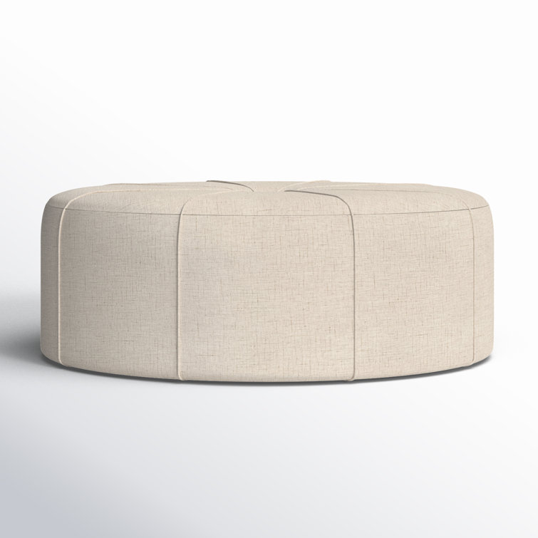 Elegant Cream Melange Tufted Oval Ottoman