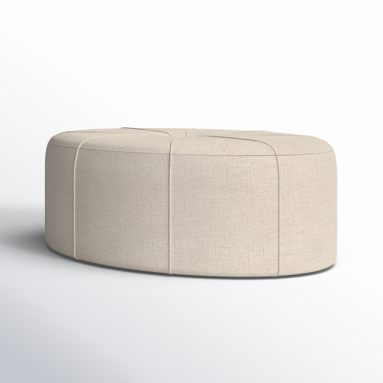 Elegant Cream Melange Tufted Oval Ottoman