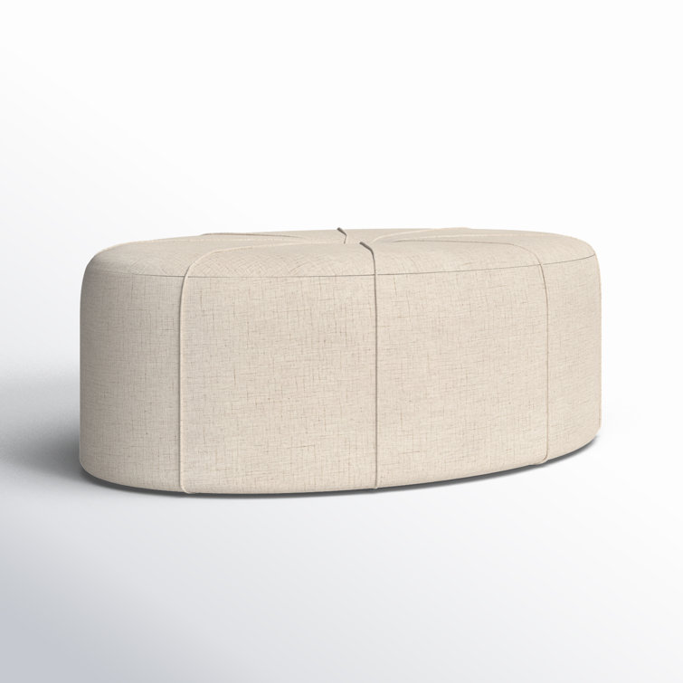 Elegant Cream Melange Tufted Oval Ottoman