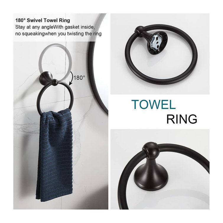 Oil-Rubbed Bronze 4-Piece Bathroom Hardware Set with Adjustable Towel Bar