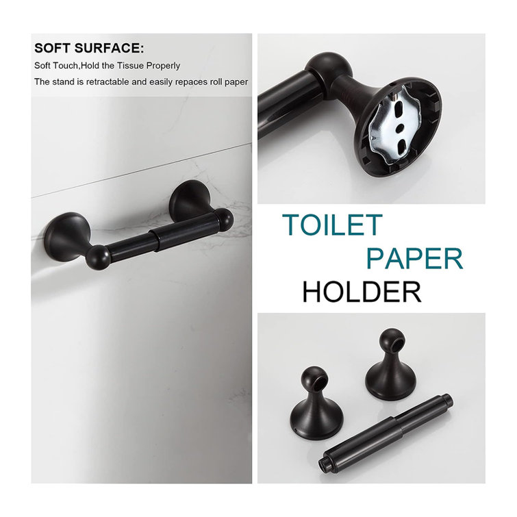 Oil-Rubbed Bronze 4-Piece Bathroom Hardware Set with Adjustable Towel Bar