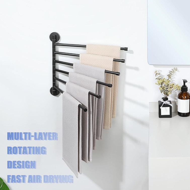 Stainless Steel Swivel Towel Rack with 6 Folding Arms