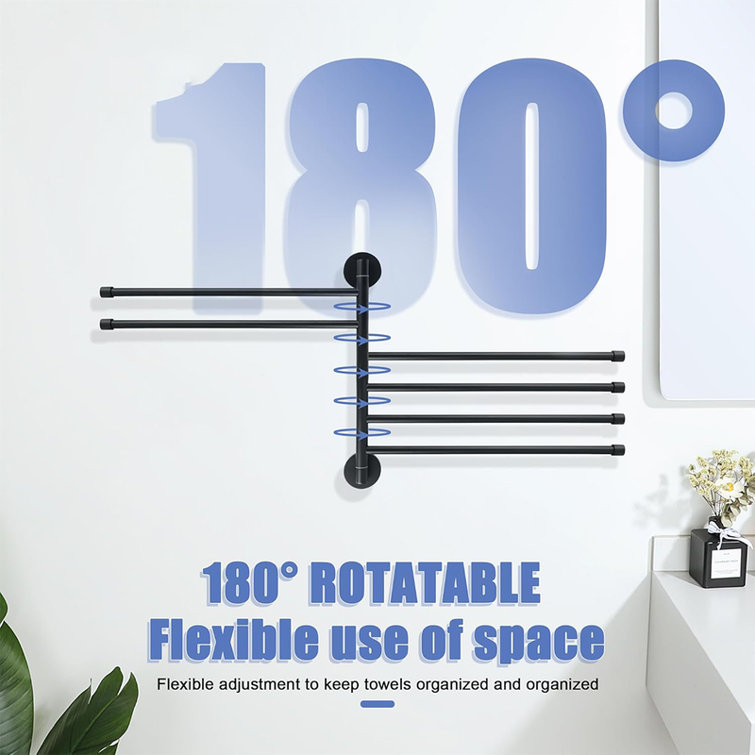 Stainless Steel Swivel Towel Rack with 6 Folding Arms