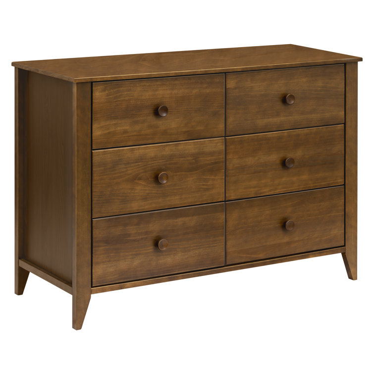 Natural Walnut Mid-Century Modern 6-Drawer Dresser