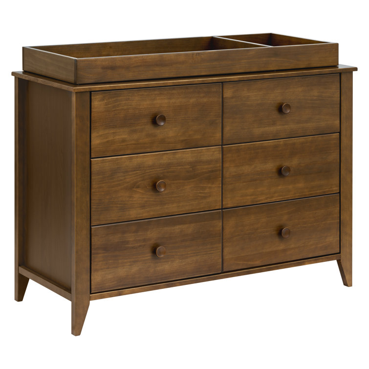 Natural Walnut Mid-Century Modern 6-Drawer Dresser