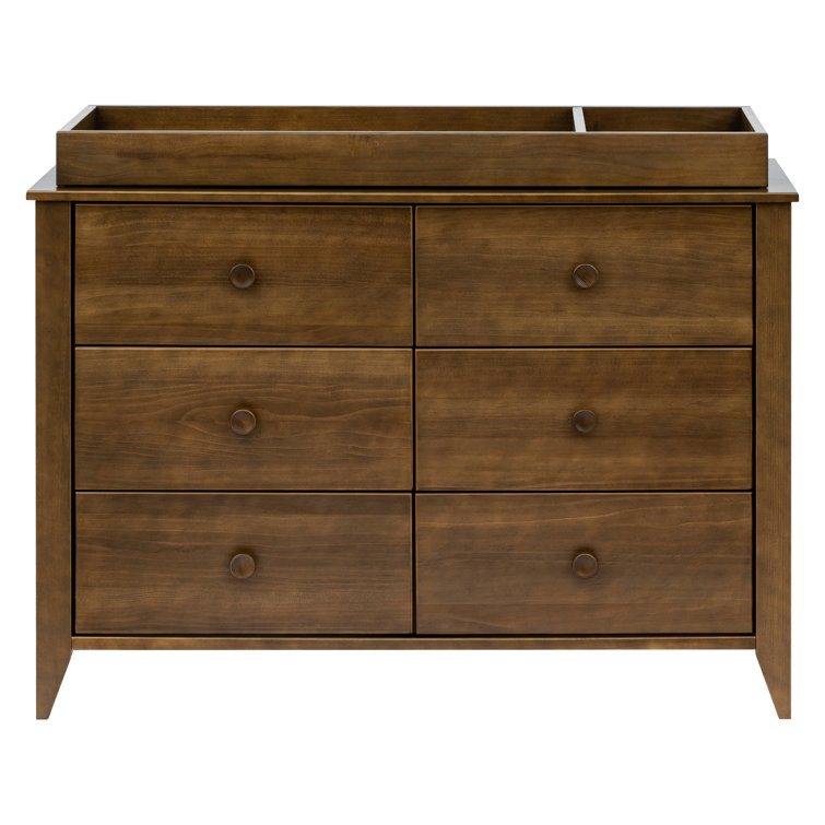 Natural Walnut Mid-Century Modern 6-Drawer Dresser