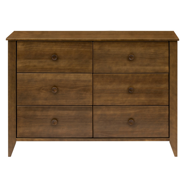 Natural Walnut Mid-Century Modern 6-Drawer Dresser