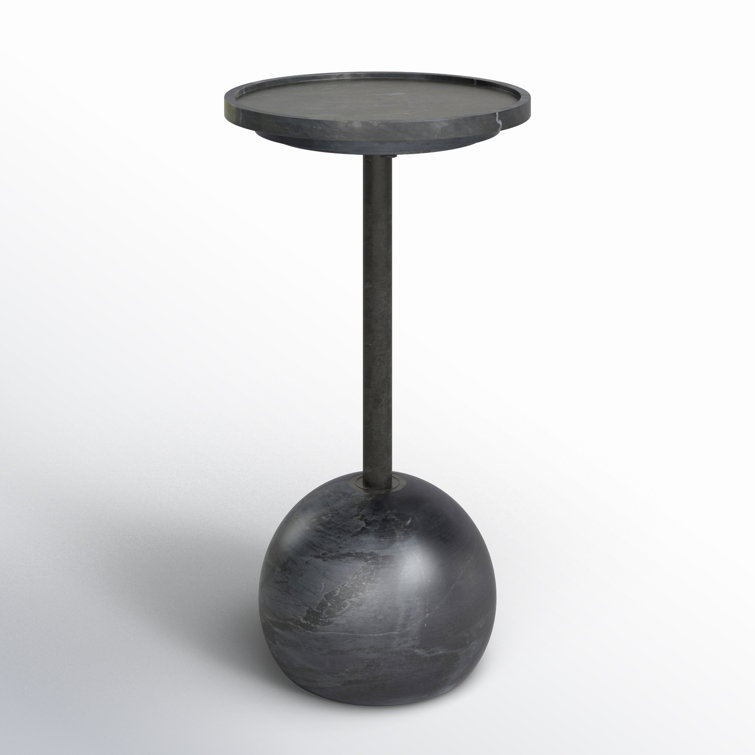 Elegant Viola Round Black Marble and Iron Side Table