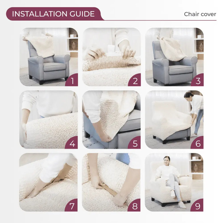 Blue Stretchable Polyester Armchair Cover with Elastic Closure