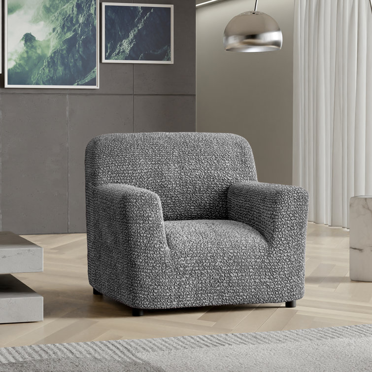 Silver Gray Stretchable Microfiber Armchair Cover