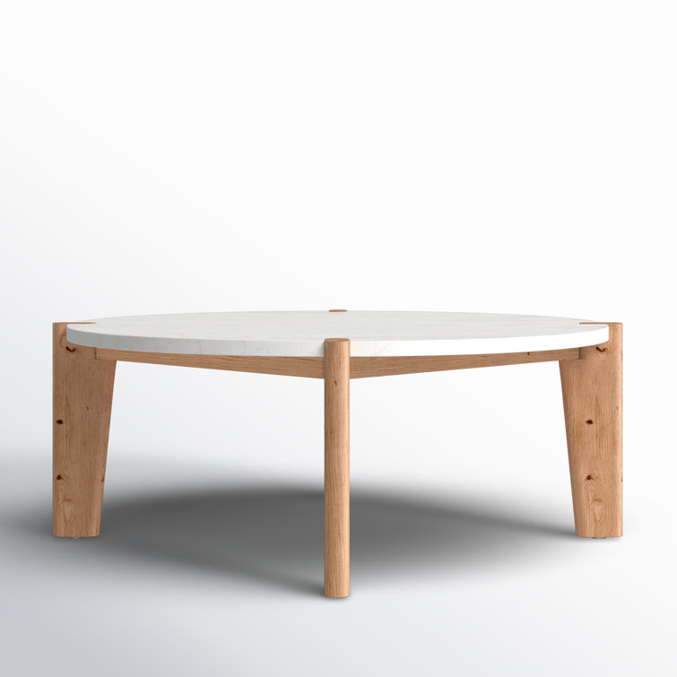 Elmwood Tapered Leg Round Marble Coffee Table with Storage