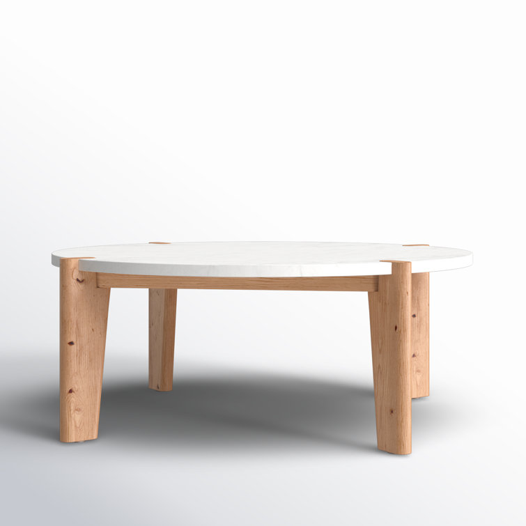 Elmwood Tapered Leg Round Marble Coffee Table with Storage