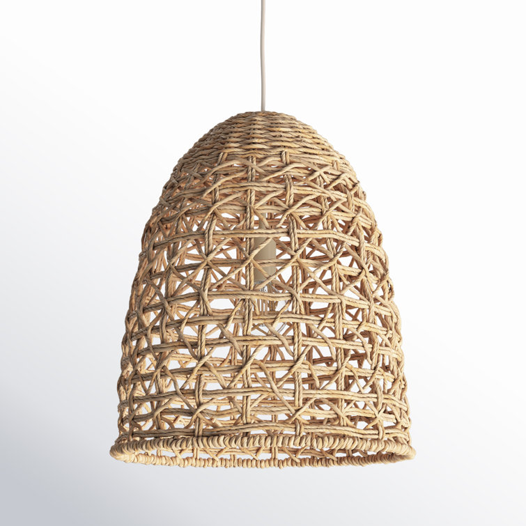 Corn Straw Rope 1-Light Bowl Pendant with Natural Finish