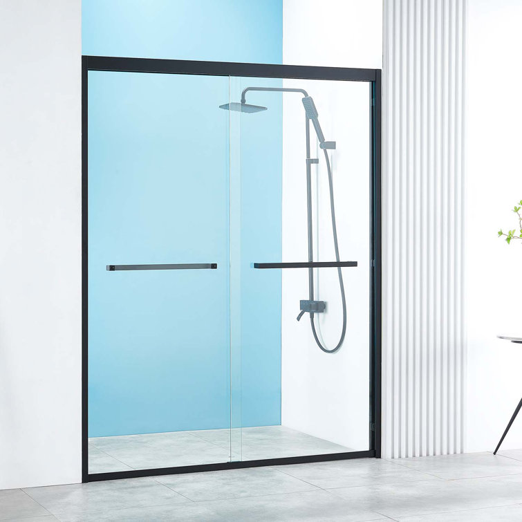 60" Matte Black Aluminum Framed Double Sliding Shower Door