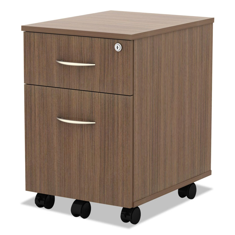 Walnut Woodgrain 25'' Lockable 2-Drawer Mobile File Pedestal