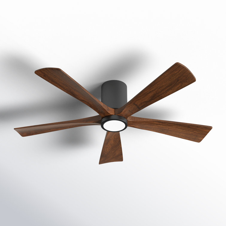 Matte Black 52" Ceiling Fan with Walnut Solid Wood Blades and LED Light