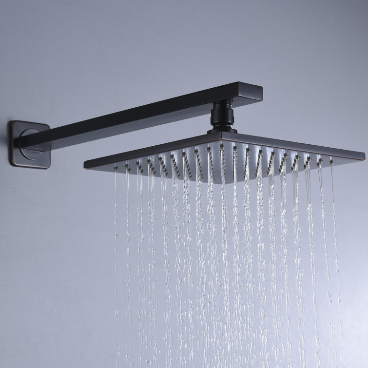 Matte Black Brass Square Wall Mounted Shower Faucet