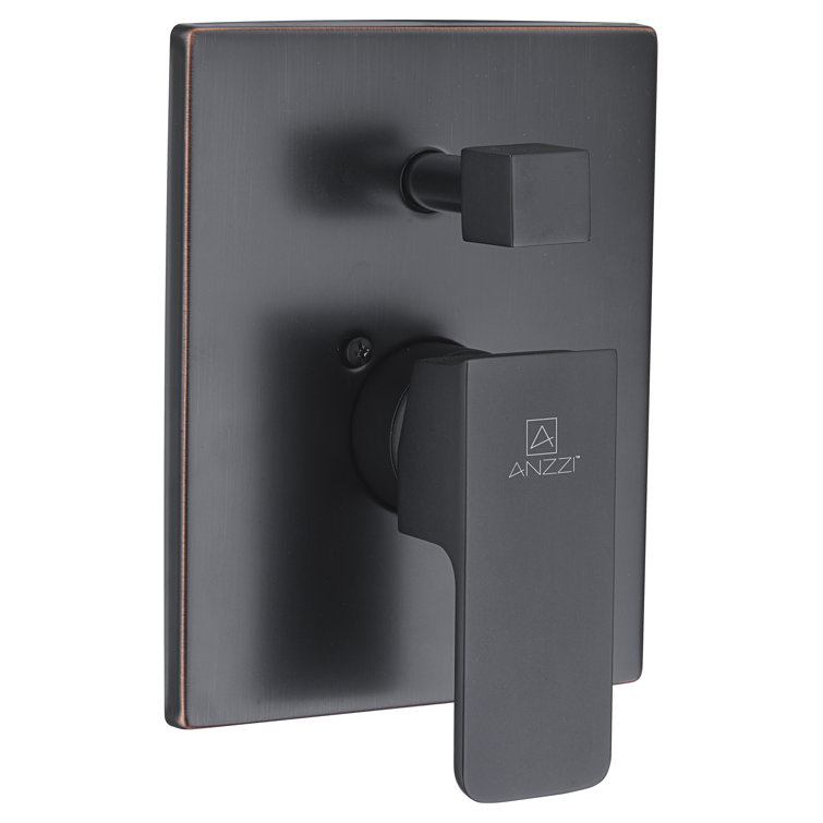 Matte Black Brass Square Wall Mounted Shower Faucet