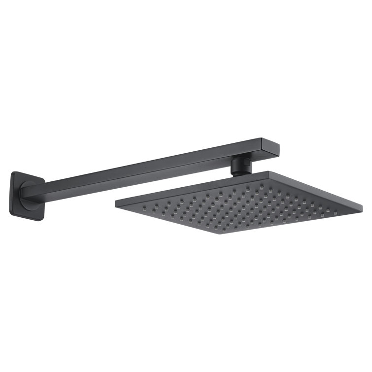 Matte Black Brass Square Wall Mounted Shower Faucet