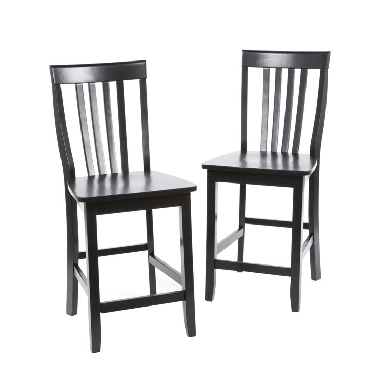 Black 24" Solid Wood School House Counter Stools, Set of 2
