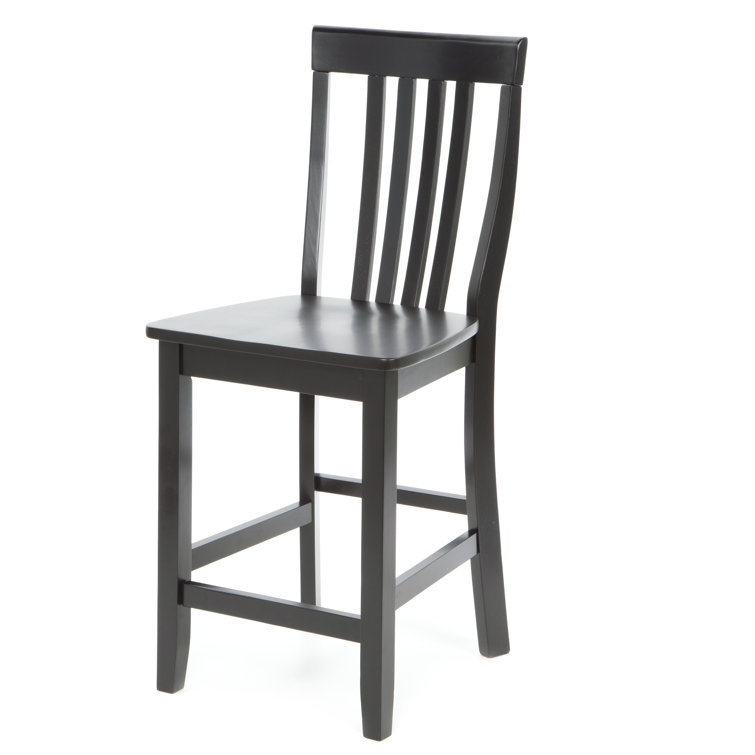 Black 24" Solid Wood School House Counter Stools, Set of 2
