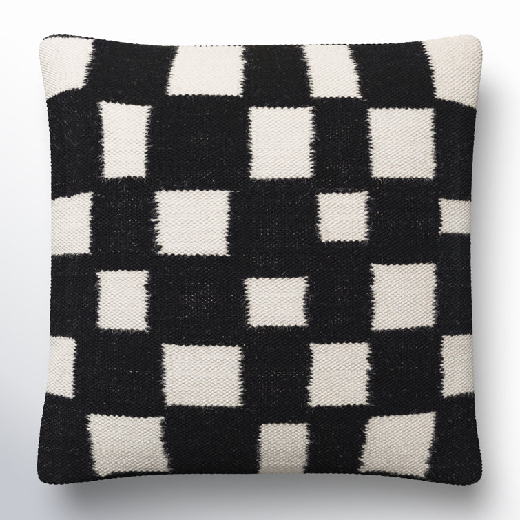 Leonida Geometric Black and White Cotton Throw Pillow