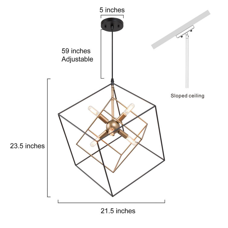 Abtercetor Matte Black Wrought Iron Cage LED Chandelier