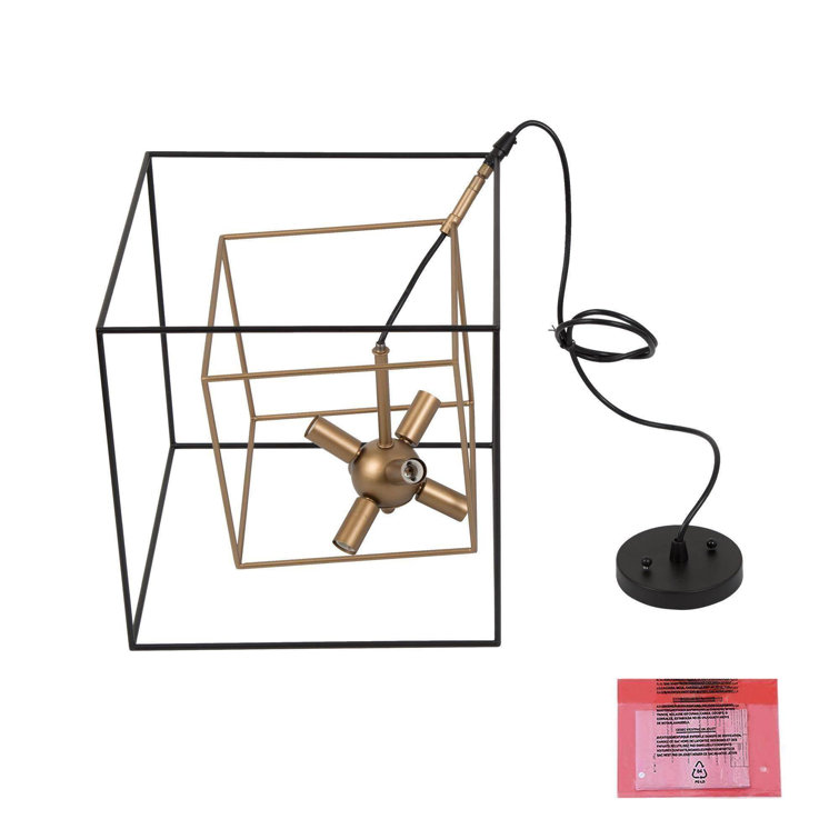 Abtercetor Matte Black Wrought Iron Cage LED Chandelier
