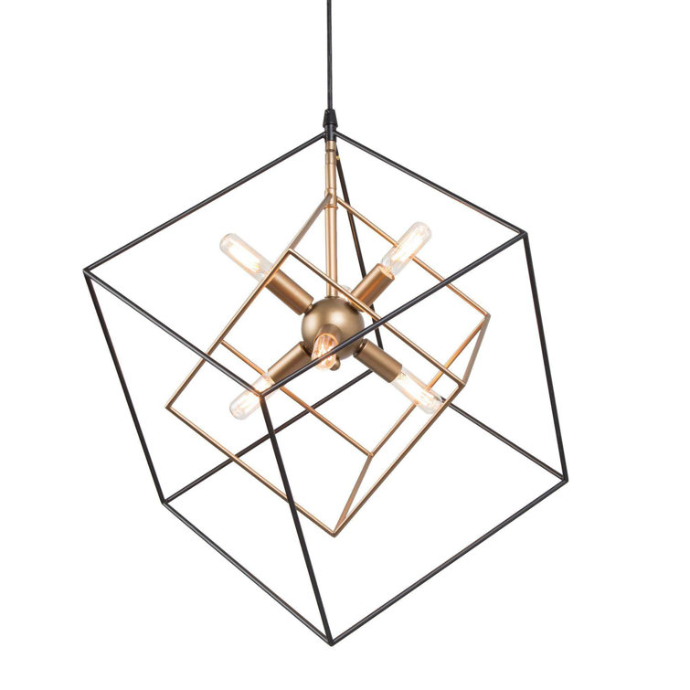 Abtercetor Matte Black Wrought Iron Cage LED Chandelier