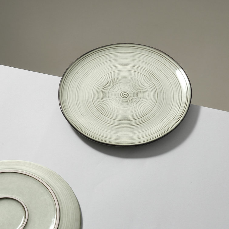 Castle Wall Spiral Design Ceramic Dinner Plate Set, 10.5 Inch, 6 Pieces