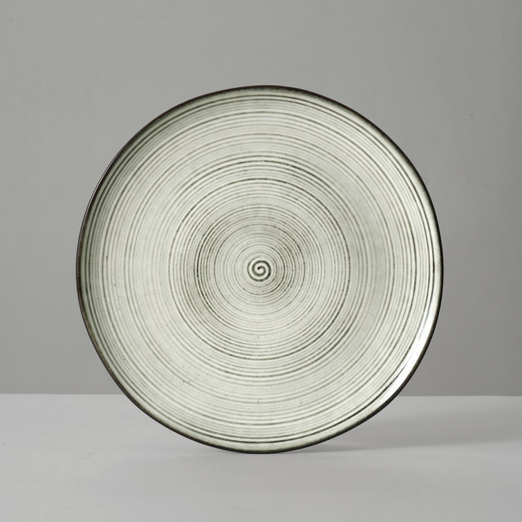 Castle Wall Spiral Design Ceramic Dinner Plate Set, 10.5 Inch, 6 Pieces