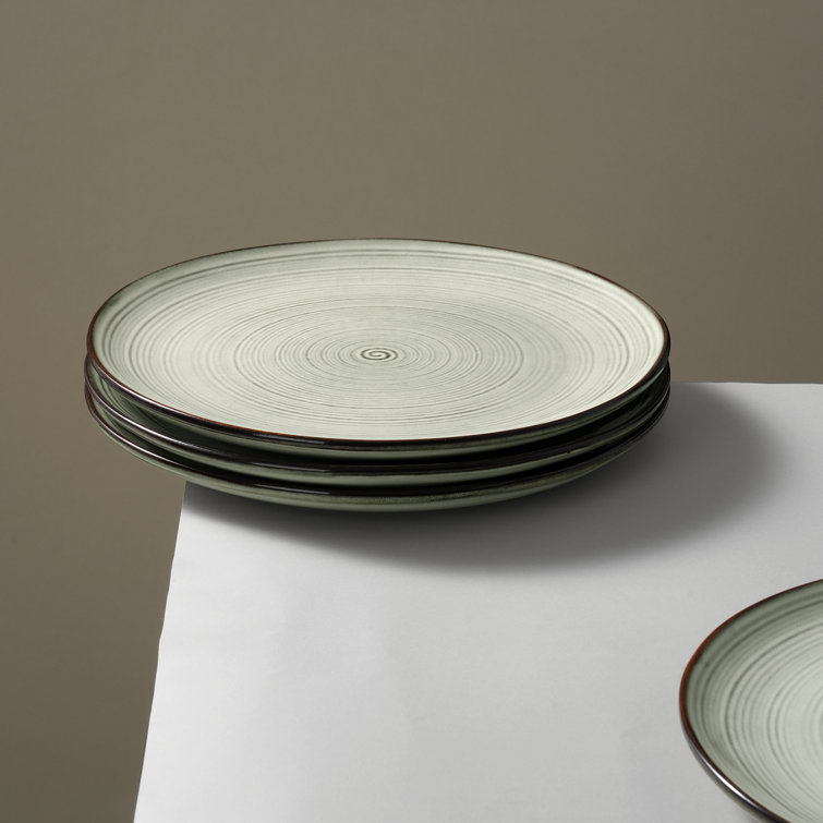 Castle Wall Spiral Design Ceramic Dinner Plate Set, 10.5 Inch, 6 Pieces