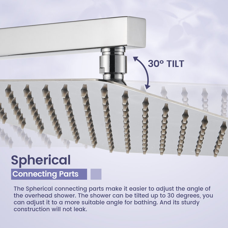Chrome Square Multi-Head Rain Shower System with Handheld