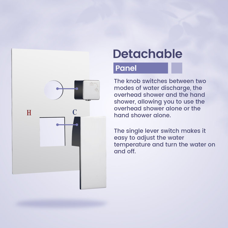 Chrome Square Multi-Head Rain Shower System with Handheld